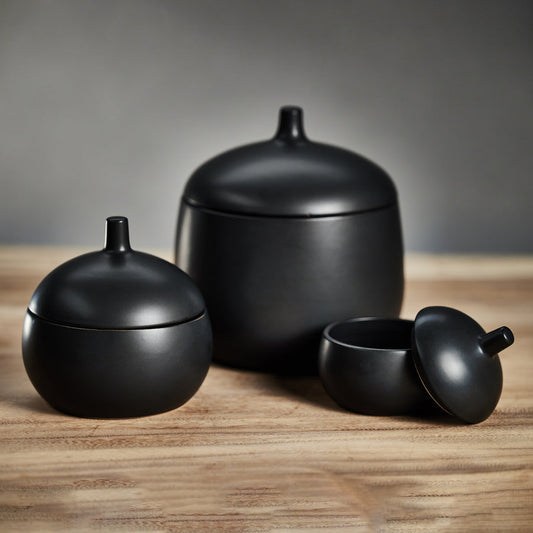 Bodega Ceramic Canister - Black - Decorative Jars by Carlyle Avenue