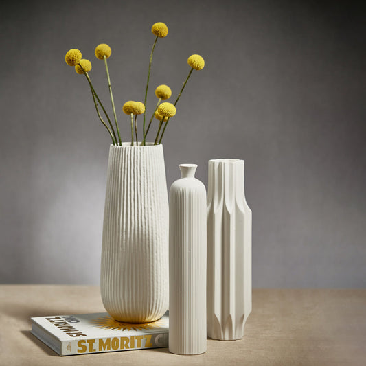 White Tall Ceramic Vase - Vases by Carlyle Avenue