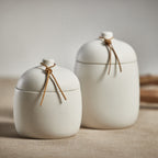 Prado Ceramic Canister with Leather Tie - White - Decorative Jars by Carlyle Avenue