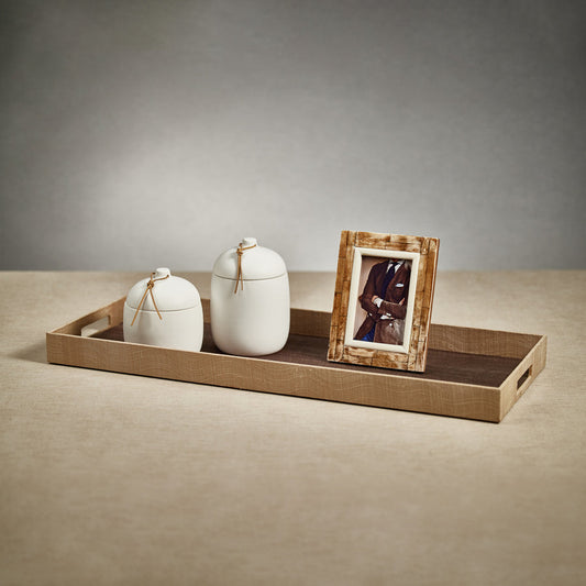 Prado Ceramic Canister with Leather Tie - White - Decorative Jars by Carlyle Avenue