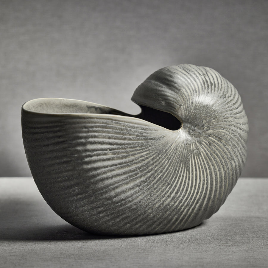 Marine Stoneware Glazed Nautilus Shell Vase - Vases by Carlyle Avenue