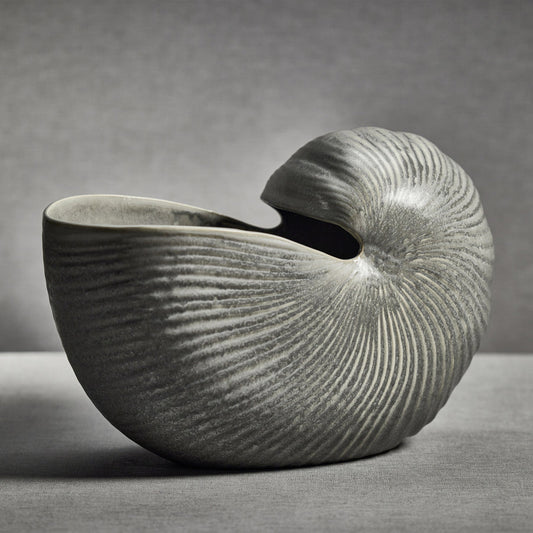 Marine Stoneware Glazed Nautilus Shell Vase - Vases by Carlyle Avenue