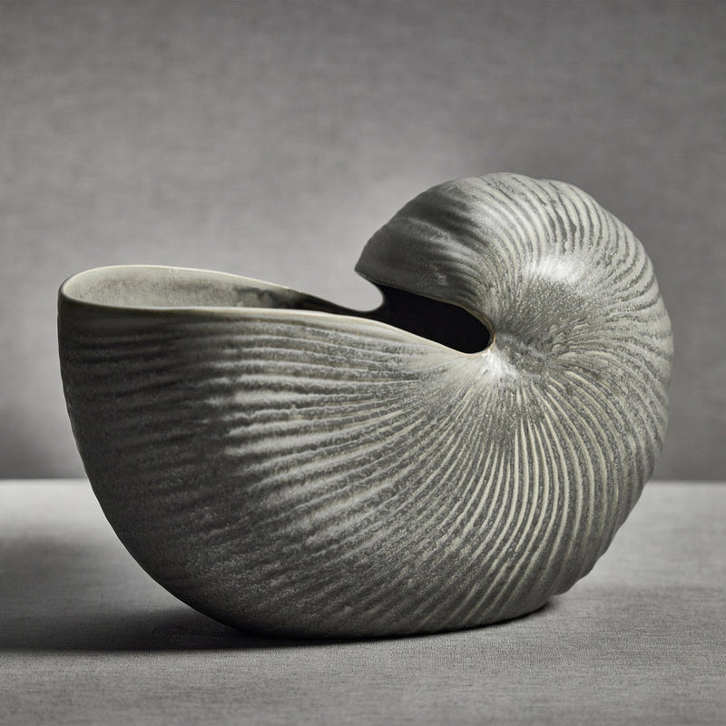 Marine Stoneware Glazed Nautilus Shell Vase - Vases by Carlyle Avenue