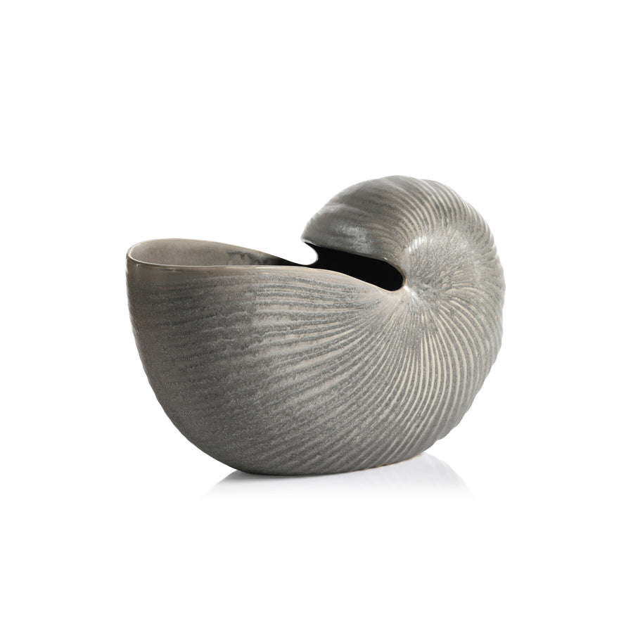 Marine Stoneware Glazed Nautilus Shell Vase - Vases by Carlyle Avenue