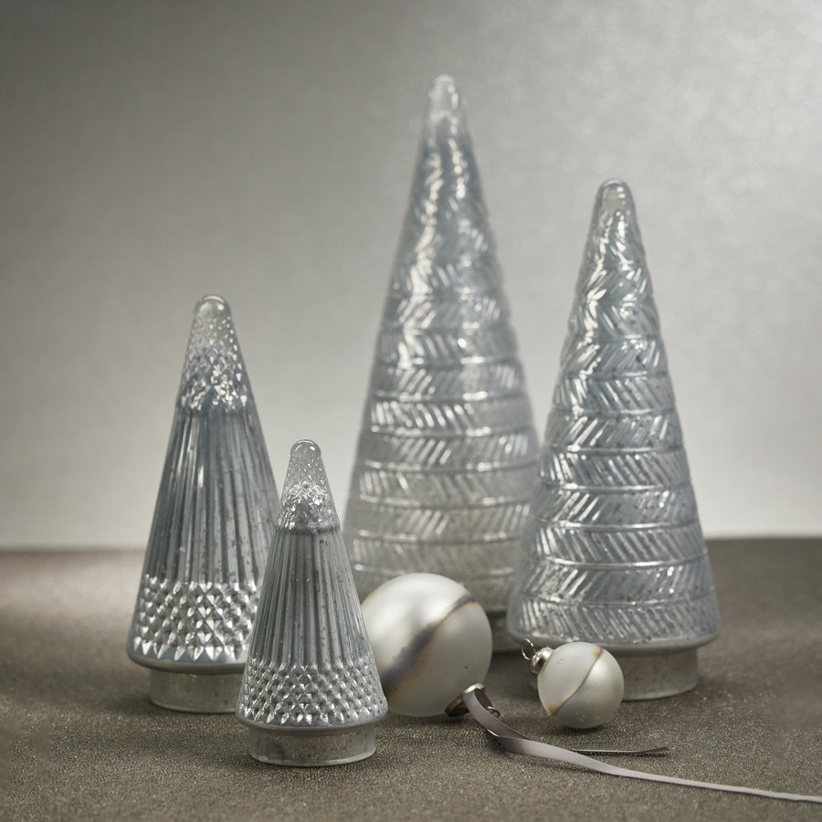 Siberian Antique Glass LED Tree - White Silver - Seasonal & Holiday Decorations by Carlyle Avenue