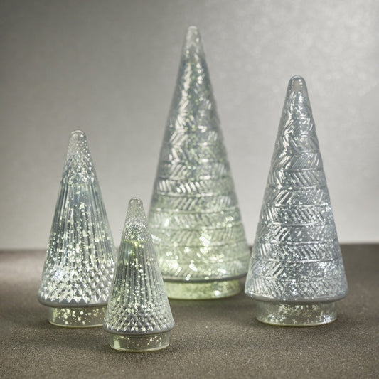 Siberian Antique Glass LED Tree - White Silver - Seasonal & Holiday Decorations by Carlyle Avenue
