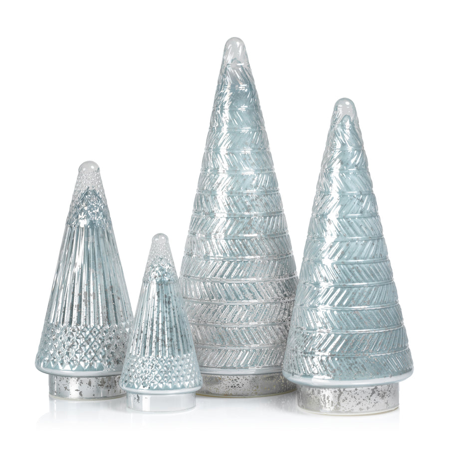 Siberian Antique Glass LED Tree - White Silver - Seasonal & Holiday Decorations by Carlyle Avenue
