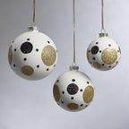 White Glass Ornament with Black & Gold Pattern - Ornaments by Carlyle Avenue