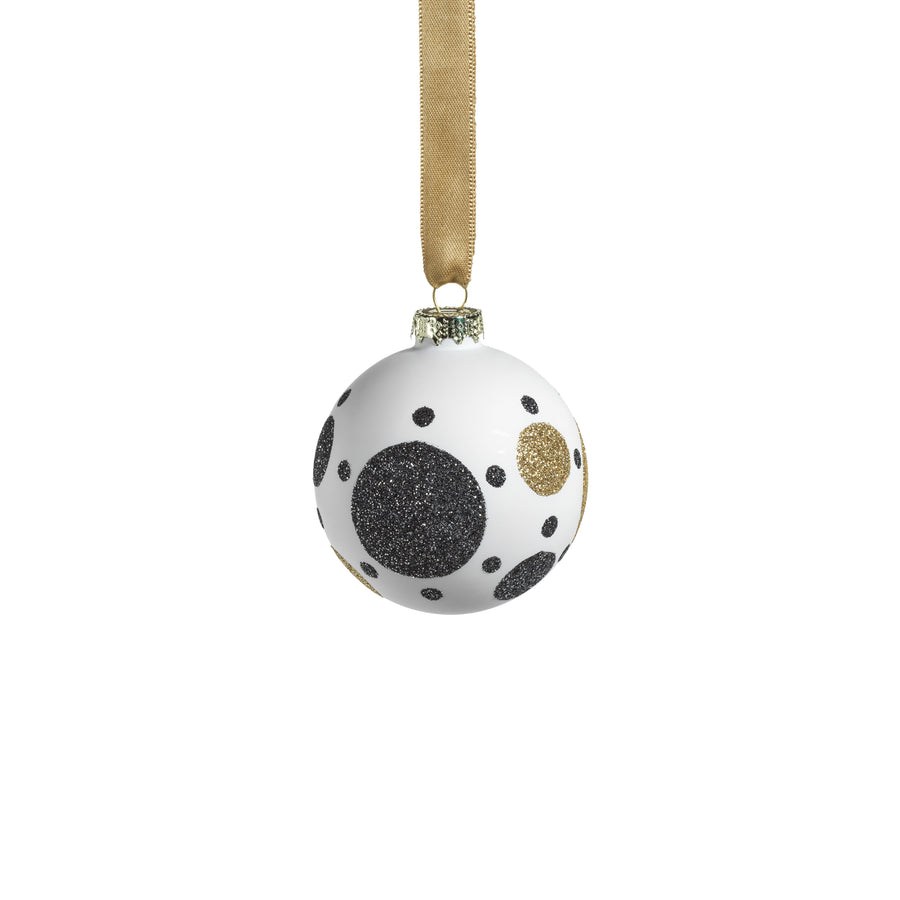 White Glass Ornament with Black & Gold Pattern - Ornaments by Carlyle Avenue