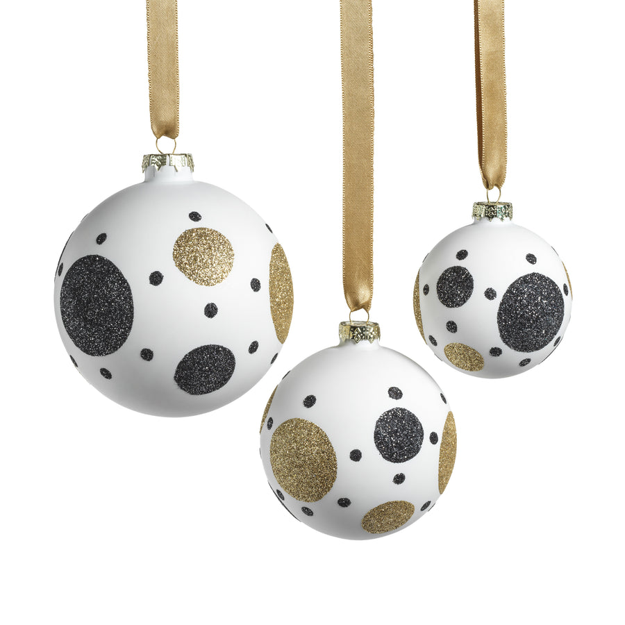 White Glass Ornament with Black & Gold Pattern - Ornaments by Carlyle Avenue