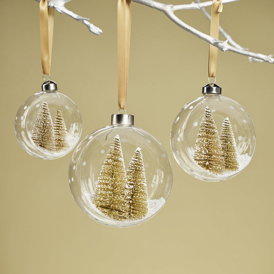 Clear Glass Ornament with Pine Trees - Gold (single) - Ornaments by Carlyle Avenue