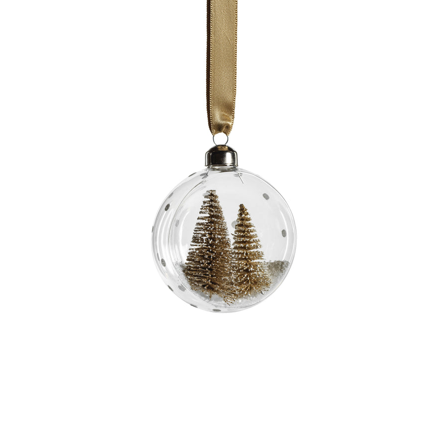 Clear Glass Ornament with Pine Trees - Gold (single) - Ornaments by Carlyle Avenue
