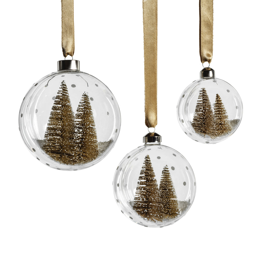 Clear Glass Ornament with Pine Trees - Gold (single) - Ornaments by Carlyle Avenue