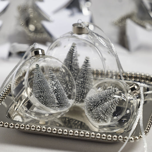 Clear Glass Ornament with Pine Trees - Silver - Ornaments by Carlyle Avenue