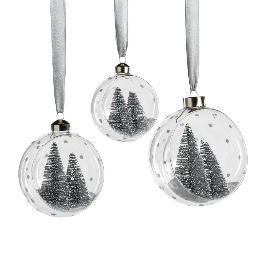 Clear Glass Ornament with Pine Trees - Silver - Ornaments by Carlyle Avenue