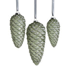 Pine Cone Glass Ornament with Glitter - Green - Holiday Ornaments by Carlyle Avenue