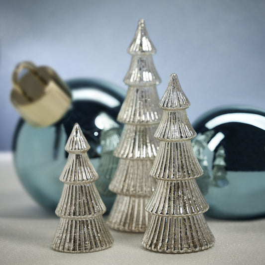 LED Ribbed Antique Tree - Silver - Christmas Decor by Carlyle Avenue