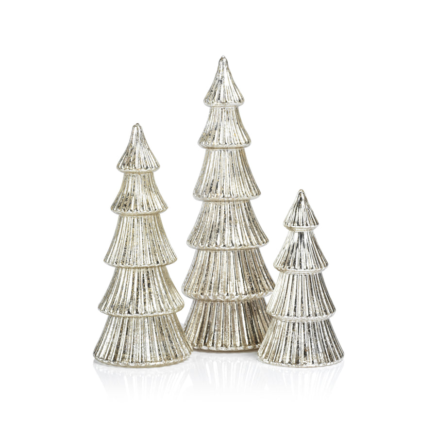 LED Ribbed Antique Tree - Silver - Christmas Decor by Carlyle Avenue