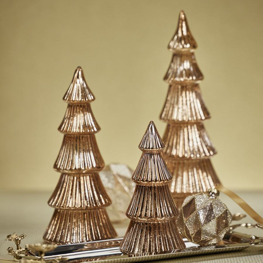 LED Ribbed Antique Tree - Rose Gold - Christmas Decor by Carlyle Avenue