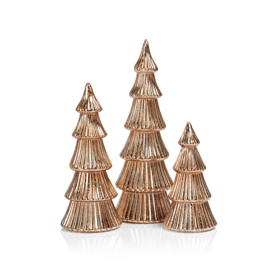 LED Ribbed Antique Tree - Rose Gold - Christmas Decor by Carlyle Avenue