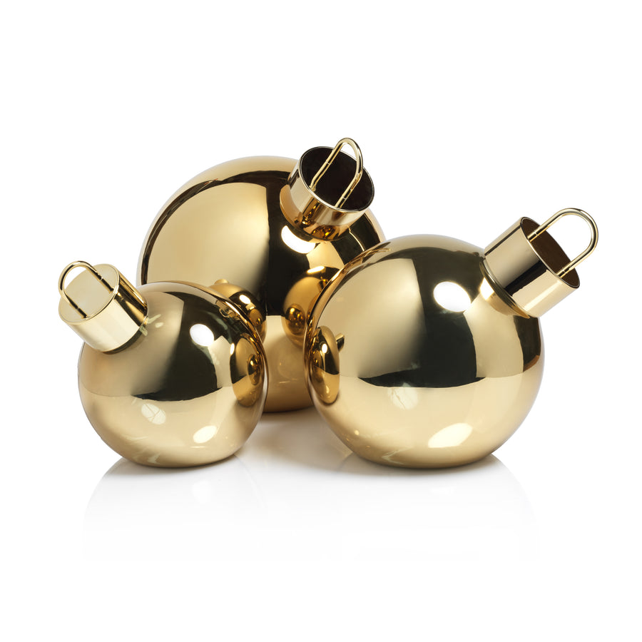 LED Metallic Glass Oversized Ornament Ball - Gold - Holiday Ornaments by Carlyle Avenue