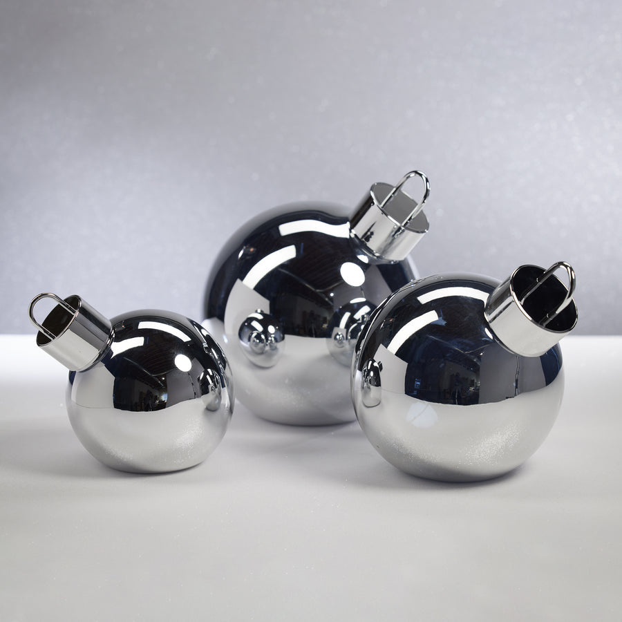 LED Metallic Glass Oversized Ornament Ball - Silver - Holiday Ornaments by Carlyle Avenue