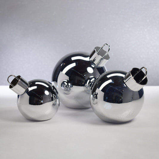 LED Metallic Glass Oversized Ornament Ball - Silver - Holiday Ornaments by Carlyle Avenue