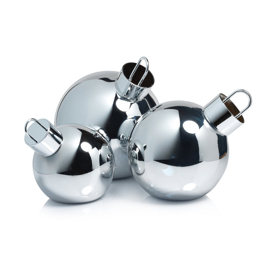 LED Metallic Glass Oversized Ornament Ball - Silver - Holiday Ornaments by Carlyle Avenue