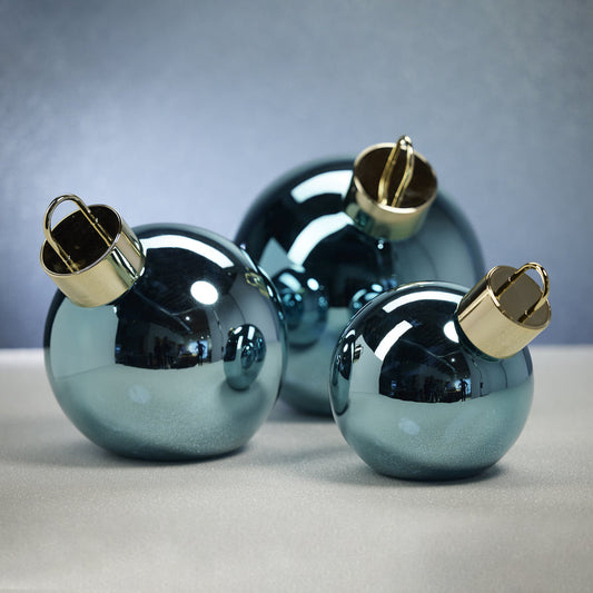 LED Metallic Glass Oversized Ornament Ball - Blue - Holiday Ornaments by Carlyle Avenue