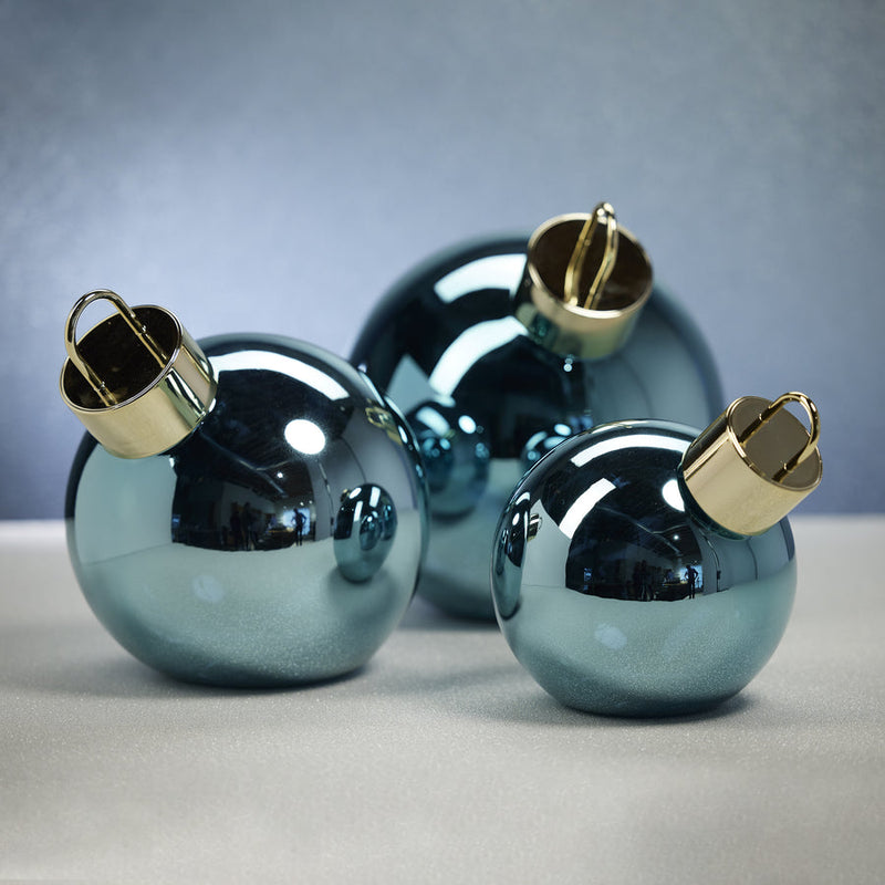 LED Metallic Glass Oversized Ornament Ball - Blue - Holiday Ornaments by Carlyle Avenue