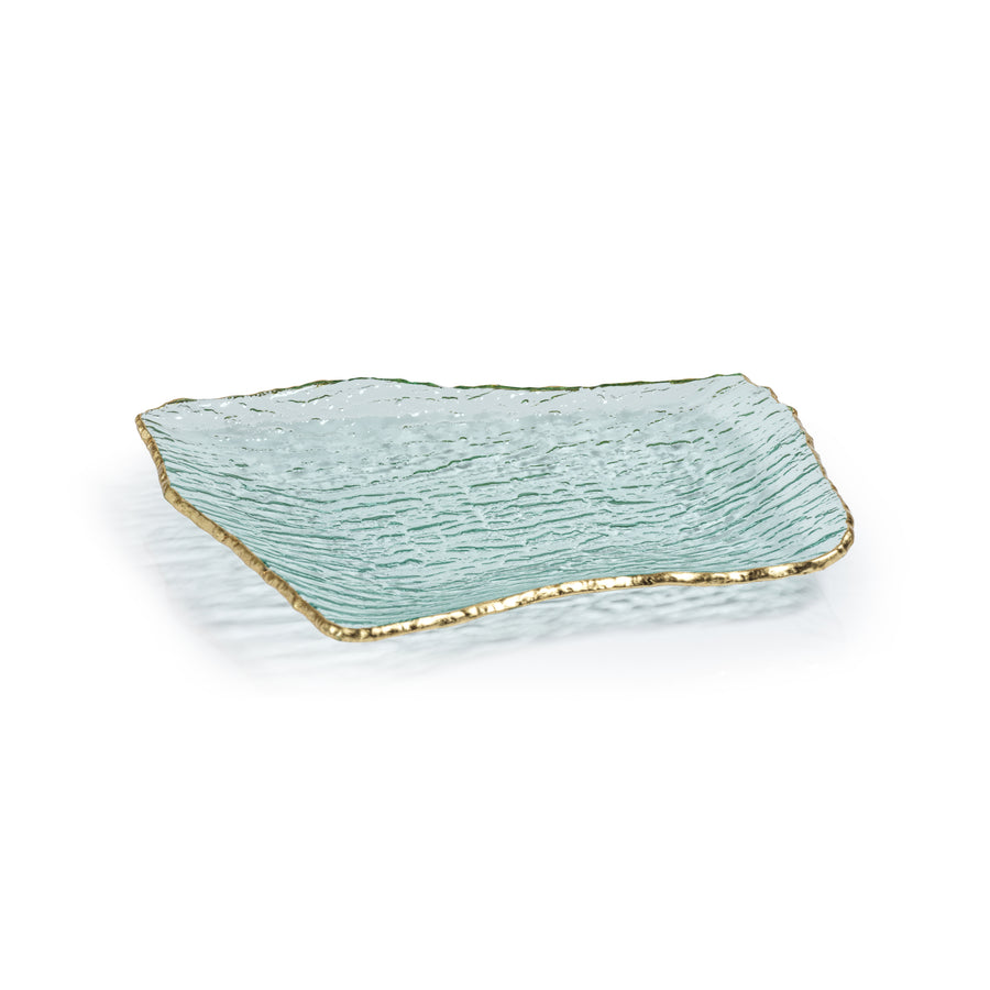 Textured Rectangular Organic Shape Plate w/Jagged Gold Rim - Tableware by Carlyle Avenue