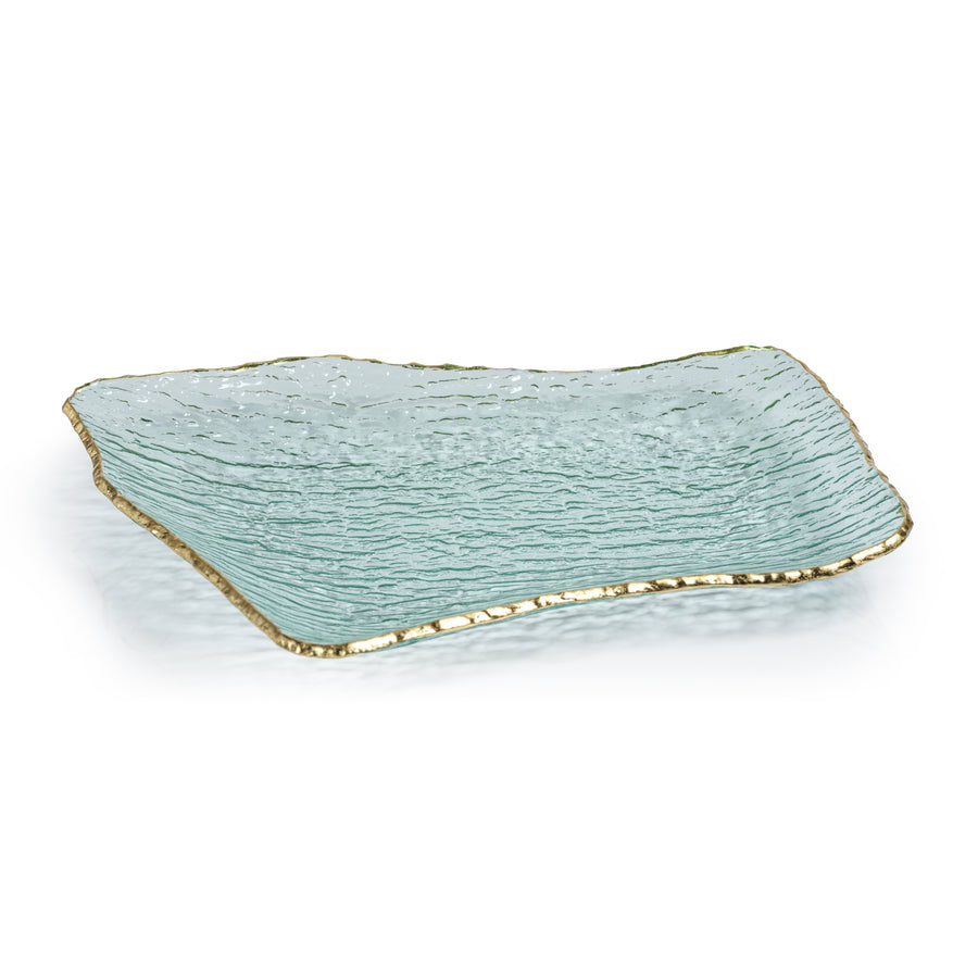Textured Rectangular Organic Shape Plate w/Jagged Gold Rim - Tableware by Carlyle Avenue