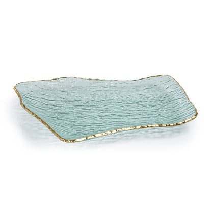 Textured Rectangular Organic Shape Plate w/Jagged Gold Rim - Tableware by Carlyle Avenue