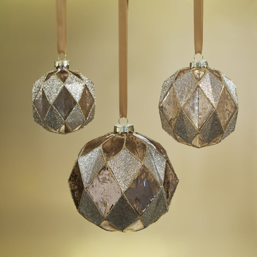 Gold Blush Harlequin Glass Ornament - Ornaments by Carlyle Avenue