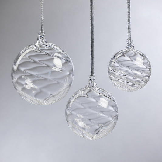 Swirl Blown Glass Ornament - Clear - Ornaments by Carlyle Avenue