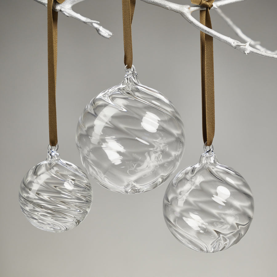 Swirl Blown Glass Ornament - Clear - Ornaments by Carlyle Avenue
