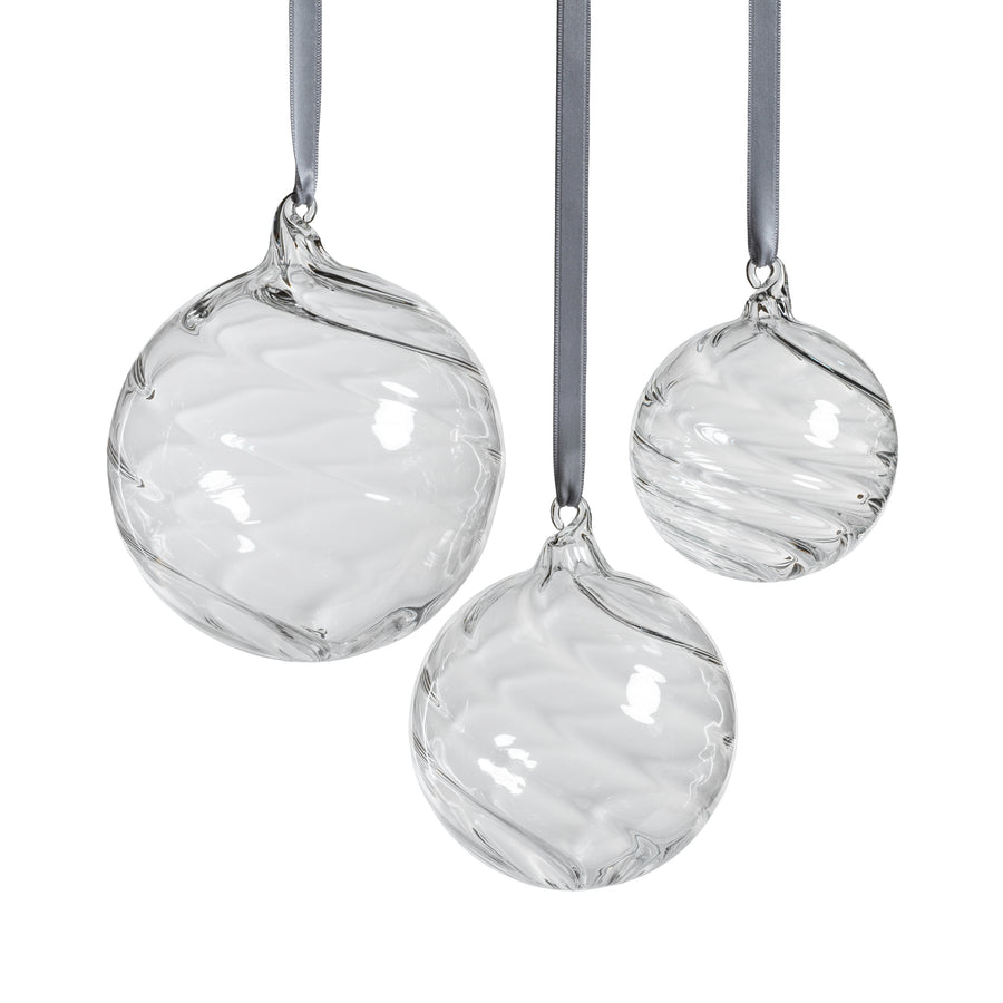 Swirl Blown Glass Ornament - Clear - Ornaments by Carlyle Avenue