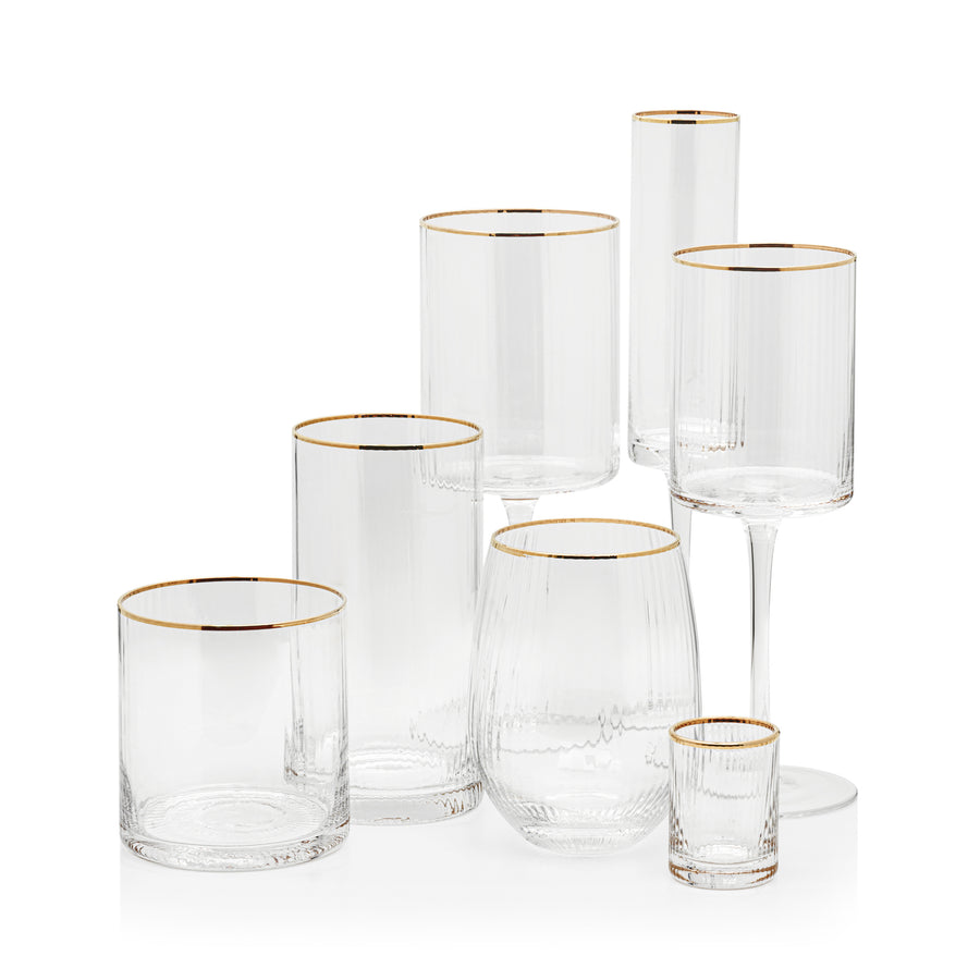 Optic Drinkware Collection w/Gold Rim - Glassware by Carlyle Avenue