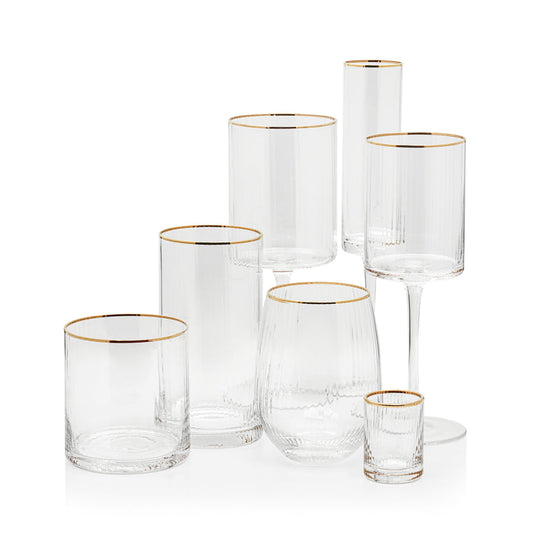 Optic Drinkware Collection w/Gold Rim - Glassware by Carlyle Avenue
