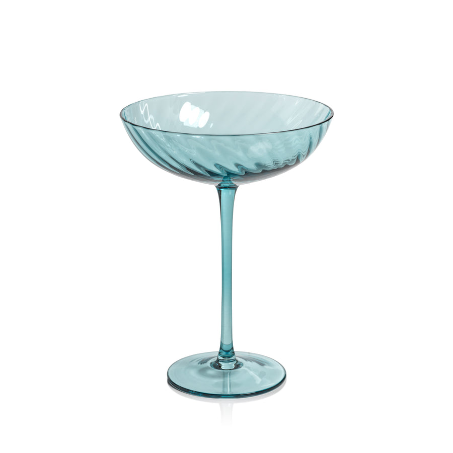 Savoy Optic Swirl Glassware - Blue - Drinkware Sets by Carlyle Avenue