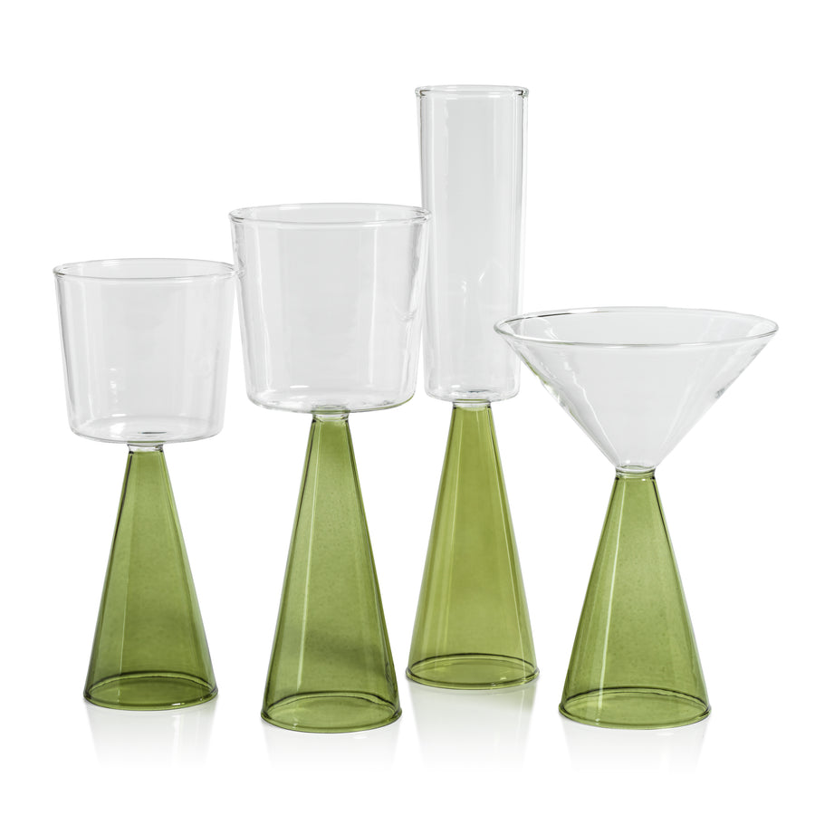 Veneto Glassware - Green - Glassware by Carlyle Avenue