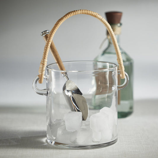 Byblos Glass Ice Bucket/Cooler w/Rattan Handle - Ice Bucket by Carlyle Avenue