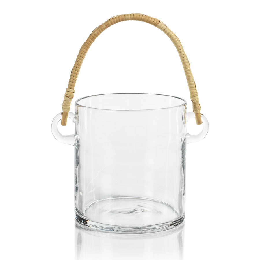 Byblos Glass Ice Bucket/Cooler w/Rattan Handle - Ice Bucket by Carlyle Avenue