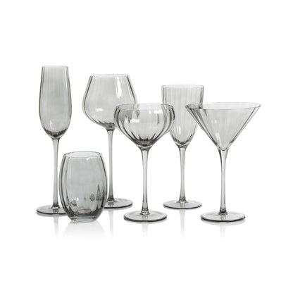 Madeleine Optic Glassware Collection - Smoke - Glassware by Carlyle Avenue
