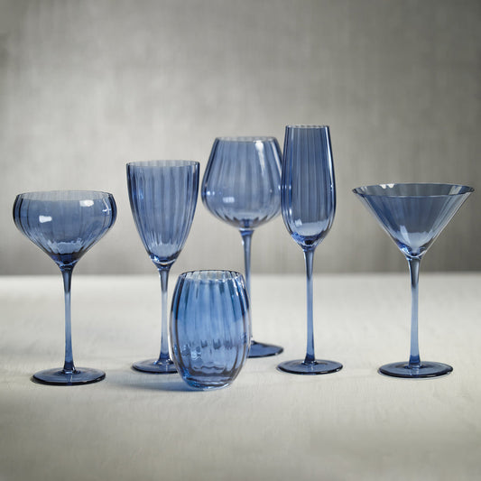 Madeleine Optic Glassware Collection - Blue Azure - Glassware by Carlyle Avenue