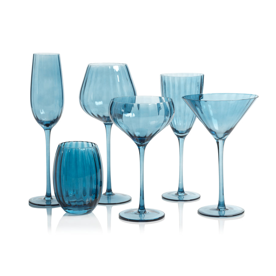 Madeleine Optic Glassware Collection - Blue Azure - Glassware by Carlyle Avenue