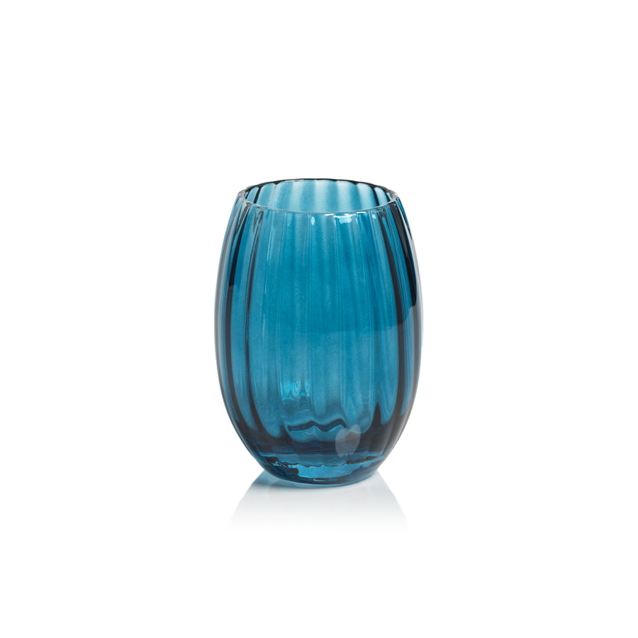 Madeleine Optic Glassware Collection - Blue Azure - Glassware by Carlyle Avenue