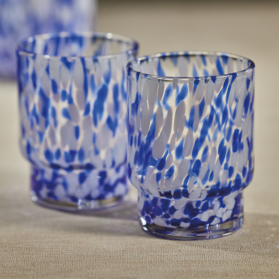 Amalfi Tortoise Glassware - White & Blue - Drinkware by Carlyle Avenue