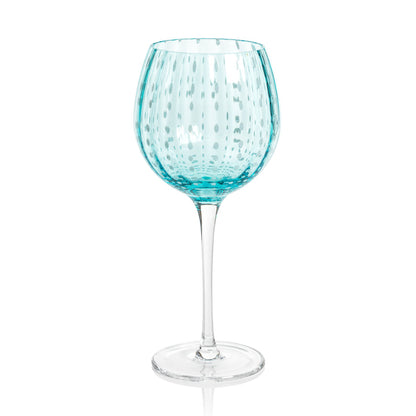 Portofino White Dot Glassware - Aqua Blue - Drinkware by Carlyle Avenue