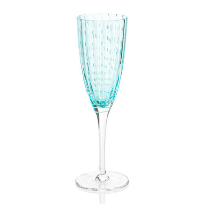 Portofino White Dot Glassware - Aqua Blue - Drinkware by Carlyle Avenue